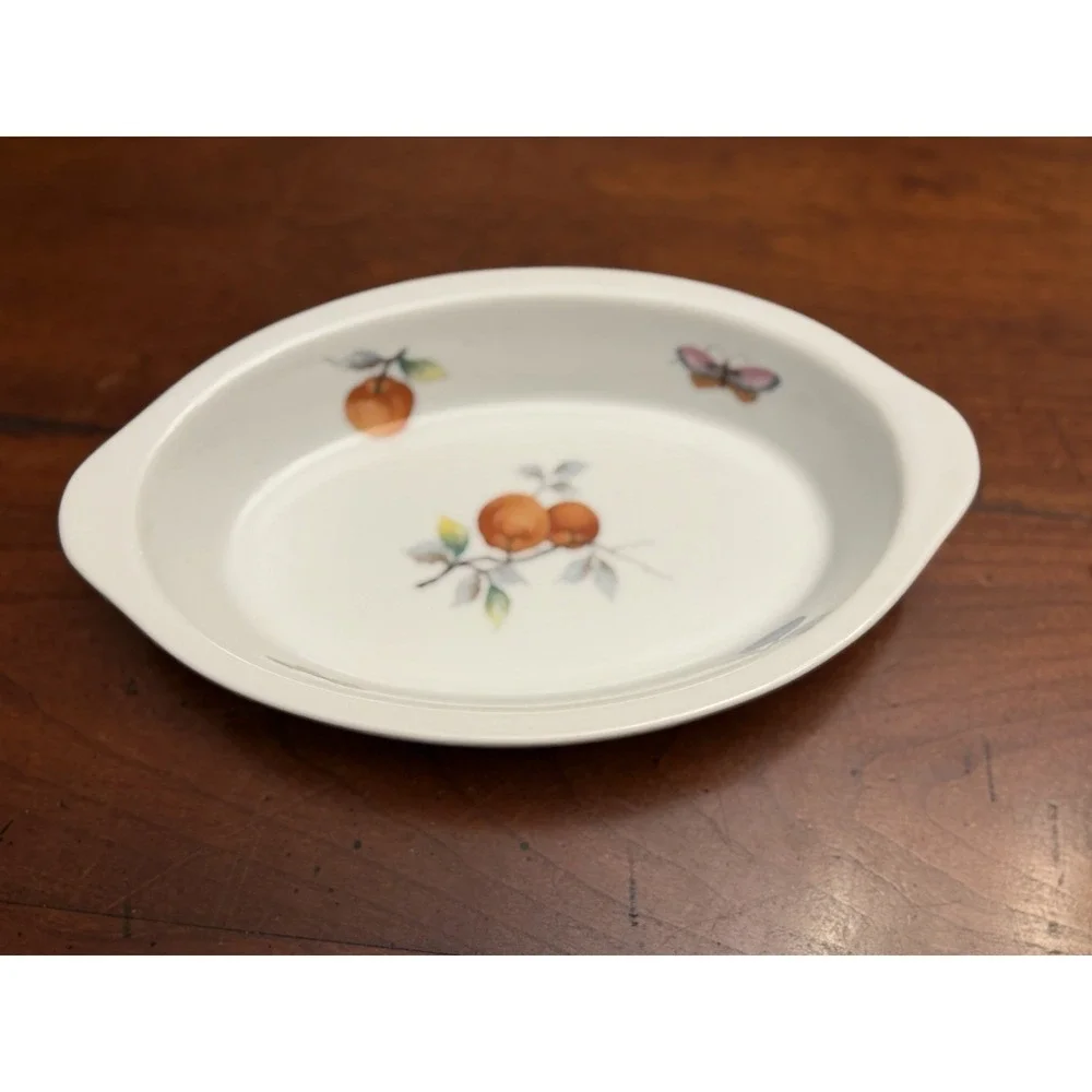 Vintage Andrea by Sadek Fruit Pattern Oval Baking Dish Oven to Table 7651